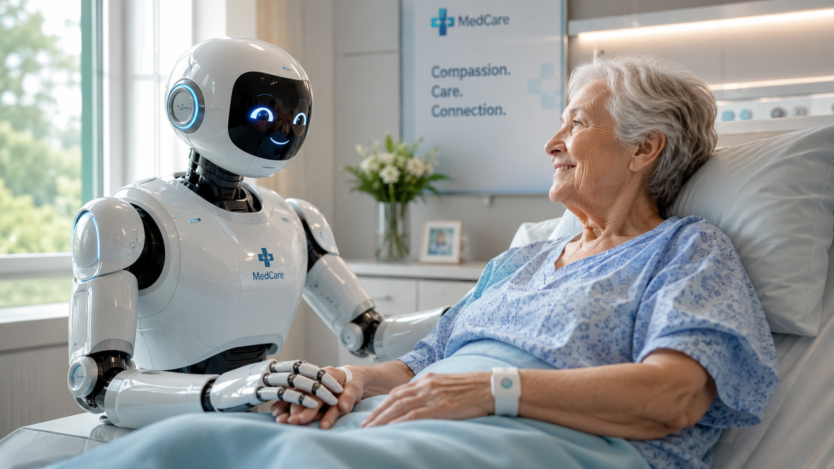 Medical robot with an elderly patient