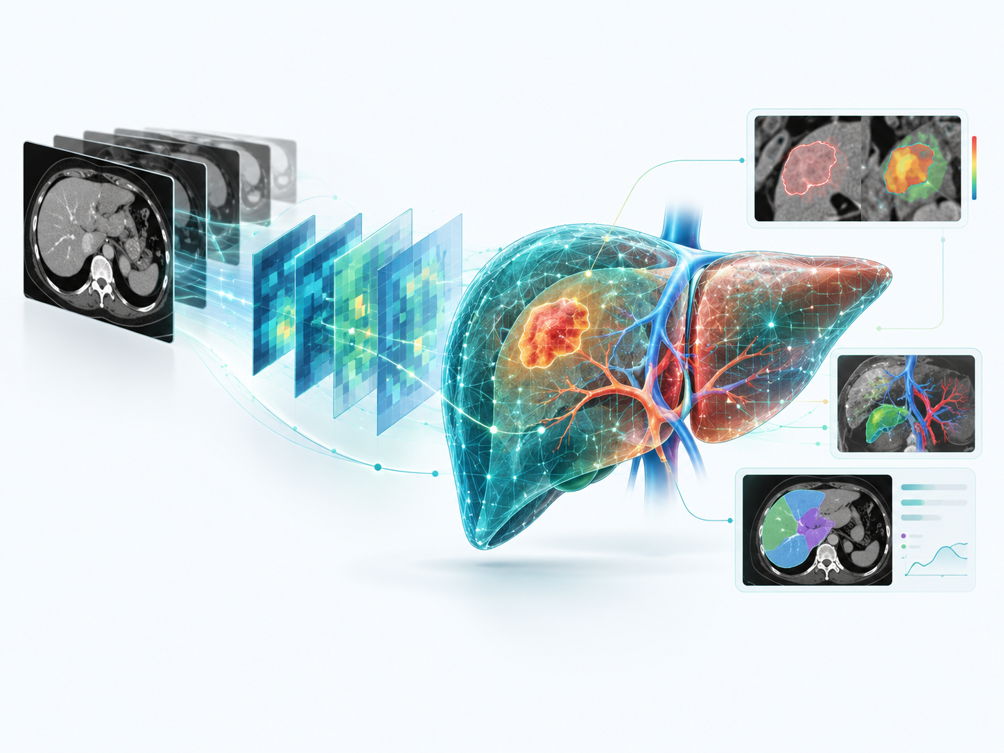 AI liver imaging analysis AI analysis of liver CT scans: segmentation, tumor detection and vascular mapping